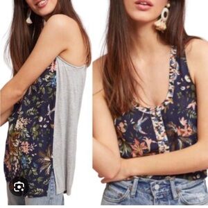 Anthropologie Tiny Sleeveless Top Navy Gray XS